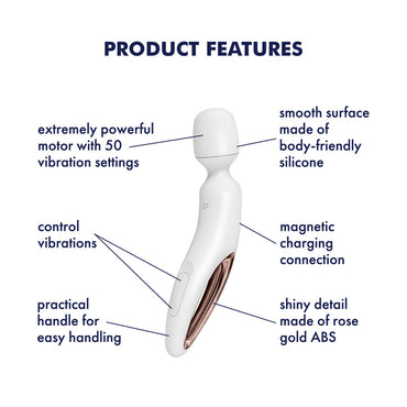 Satisfyer Wand-erland - White - White/Rose Gold USB Rechargeable Massage Wand