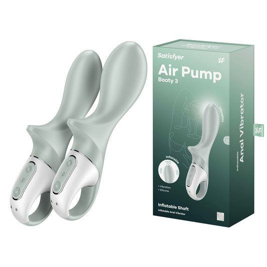 Satisfyer Air Pump Booty 3 - Grey USB Rechargeable Inflatable Anal Vibrator Grey - Club X