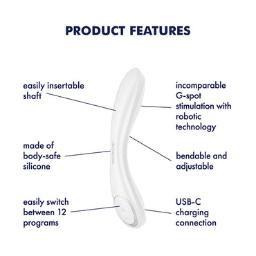 Satisfyer G-Spot Wave 2 - White - White 23.6 cm USB Rechargeable Flicking Tip Vibrator Satisfyer