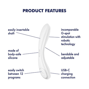 Satisfyer G-Spot Wave 2 - White - White 23.6 cm USB Rechargeable Flicking Tip Vibrator