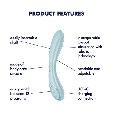 Satisfyer G-Spot Wave 2 - Ice Blue - Ice Blue 23.6 cm USB Rechargeable Flicking Tip Vibrator Satisfyer