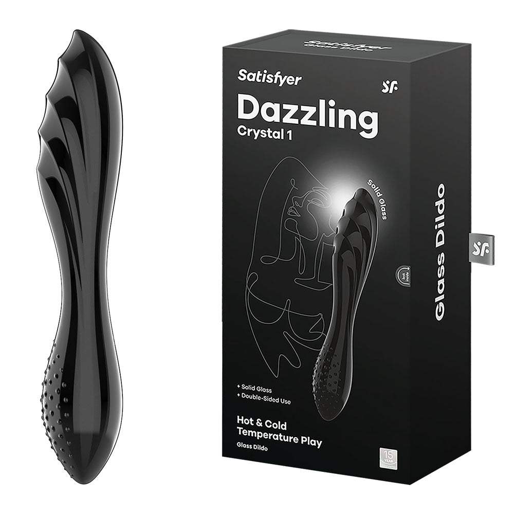 Satisfyer Dazzling Crystal 1 - Black - Black Glass Double Ended Dildo Black - Club X