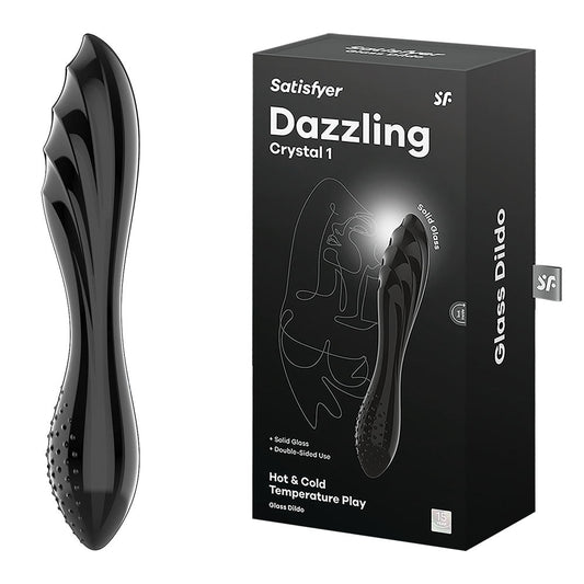 Satisfyer Dazzling Crystal 1 - Black - Black Glass Double Ended Dildo Satisfyer