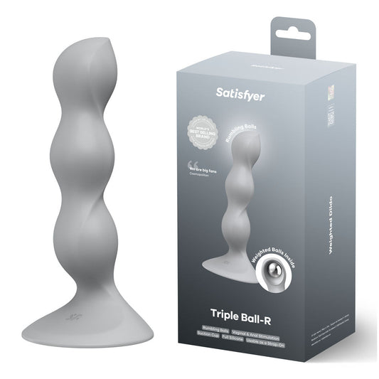 Satisfyer Triple Ball-R - Grey - Grey Beaded Anal Plug Grey - Club X