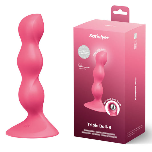 Satisfyer Triple Ball-R - Red - Red Beaded Anal Plug Red - Club X