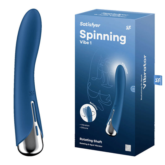 Satisfyer Spinning Vibe 1 - Blue - Blue 17.8 cm USB Rechargeable Rotating Vibrator Satisfyer