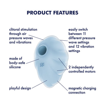 Satisfyer Cloud Dancer - Blue - Blue USB Rechargeable Vibrating Air Pulse Stimulator Satisfyer