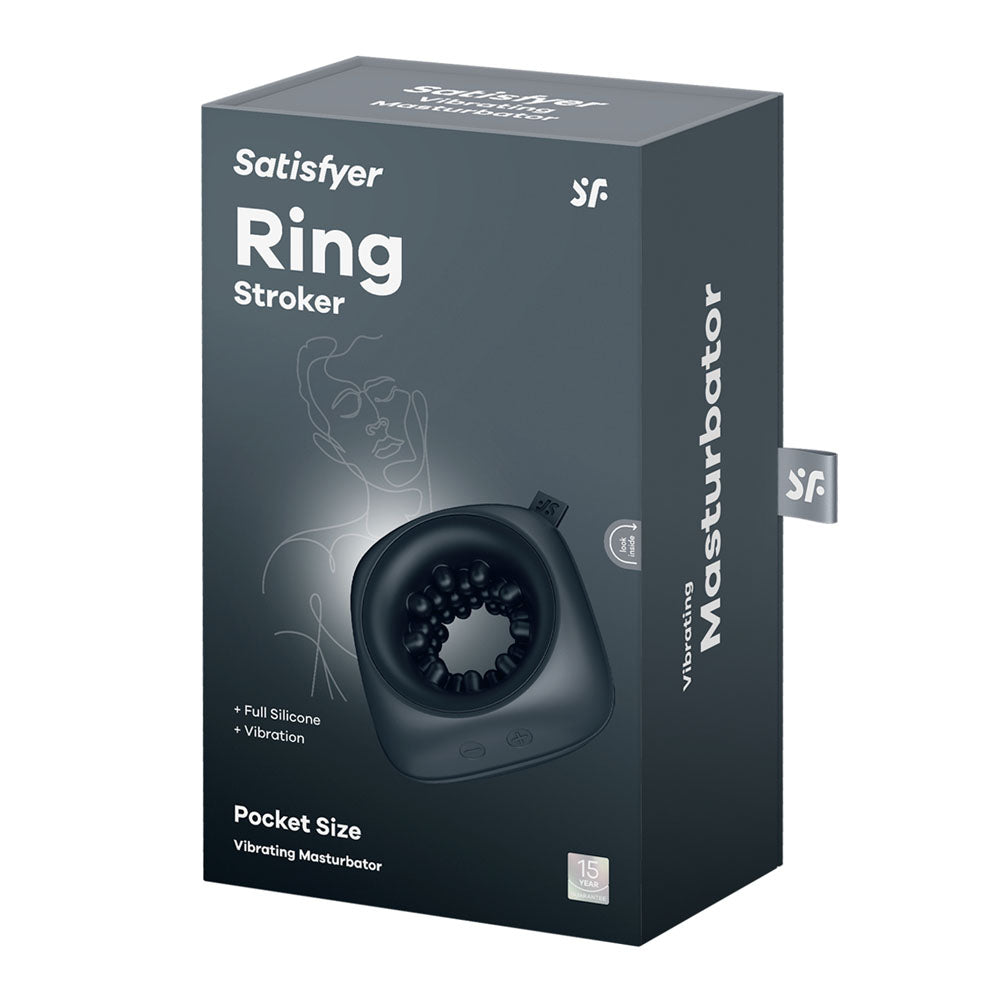 Satisfyer Ring Stroker - Black USB Rechargeable Vibrating Masturbator Satisfyer