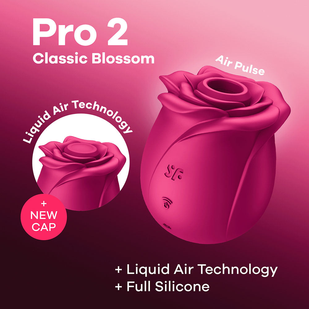 Satisfyer Pro 2 Classic Blossom - Red USB Rechargeable Air Pulse Rose Stimulator Red - Club X