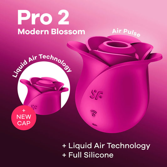 Satisfyer Pro 2 Modern Blossom - Modern Pink USB Rechargeable Air Pulse Rose Stimulator Pink - Club X