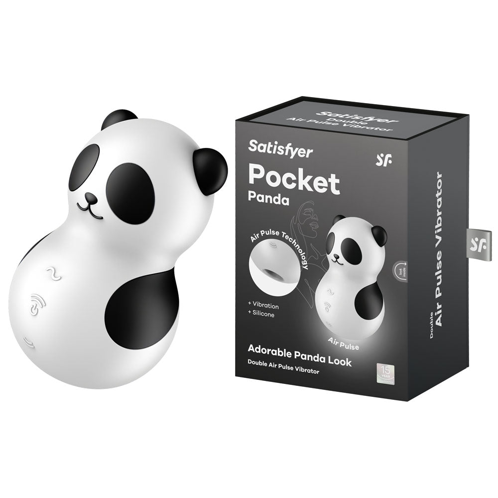 Satisfyer Pocket Panda - Black USB Rechargeable Air Pulse Stimulator Black - Club X