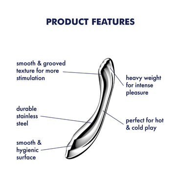 Satisfyer Pure Gravity 2 - Chrome Steel 21 cm Dildo