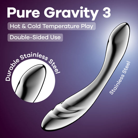 Satisfyer Pure Gravity 3 - Chrome Steel 21 cm Dildo Satisfyer