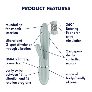 Satisfyer Pearl Bunny 2 - Green - Green 21.5 cm USB-C Rechargeable Rabbit Vibrator Satisfyer