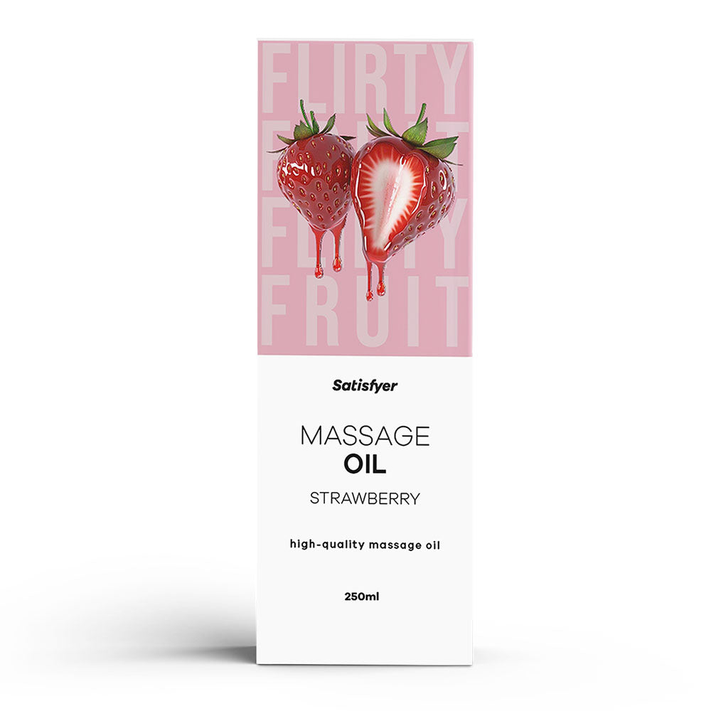 Satisfyer Massage Oil 250 ml Strawberry - Strawberry Scented Massage Oil - 250 ml Bottle Satisfyer