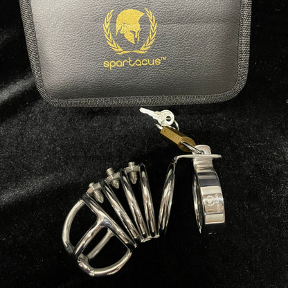 4-Ring Locking Chastity Cage With Screws 45Mm  - Club X
