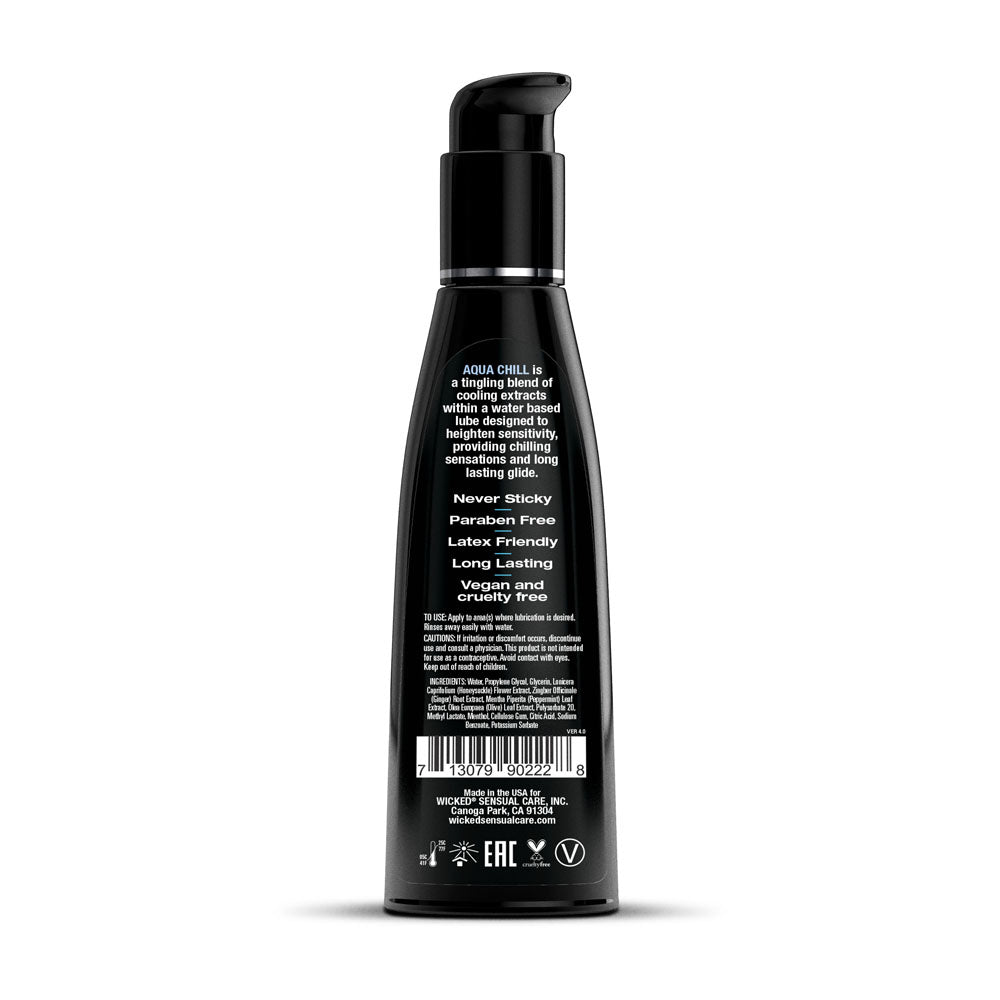 Wicked Aqua Chill - Cooling Water Based Lubricant - 120 ml (4 oz) Bottle Wicked