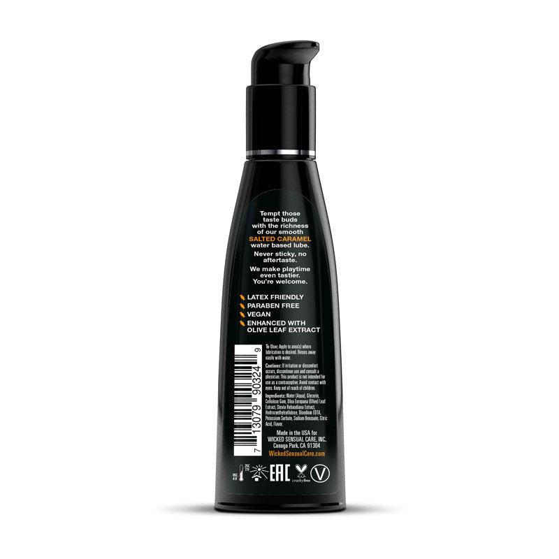 Wicked Aqua Salted Caramel - Salted Caramel Flavoured Water Based Lubricant - 120 ml (4 oz) Bottle Wicked