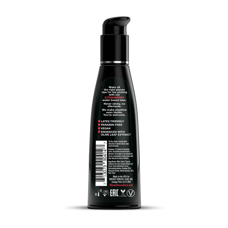 Wicked Aqua Strawberry - Strawberry Flavoured Water Based Lubricant - 120 ml (4 oz) Bottle Wicked