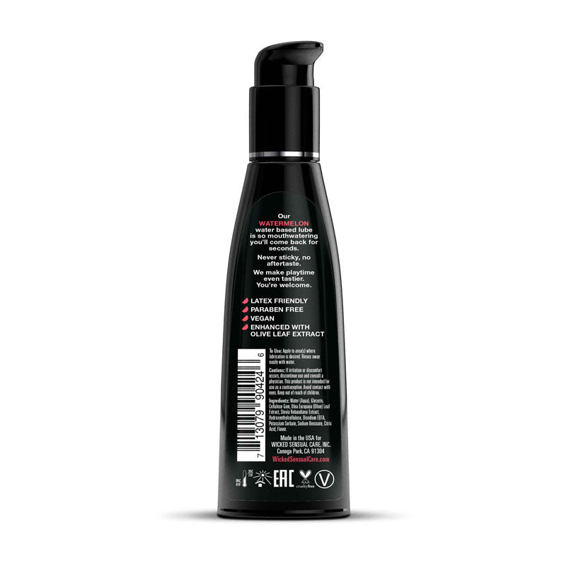 Wicked Aqua Watermelon - Watermelon Flavoured Water Based Lubricant - 120 ml (4 oz) Bottle Wicked