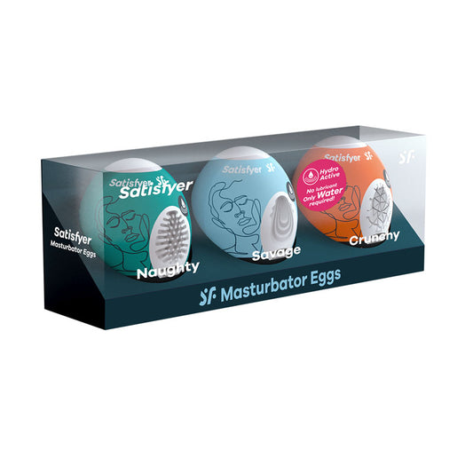 Satisfyer Masturbator Eggs - Mixed 3 Pack #2 - Set of 3 Stroker Sleeves White - Club X
