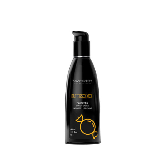 Wicked Aqua Butterscotch - Butterscotch Flavoured Water Based Lubricant - 60 ml (2 oz) Bottle Wicked