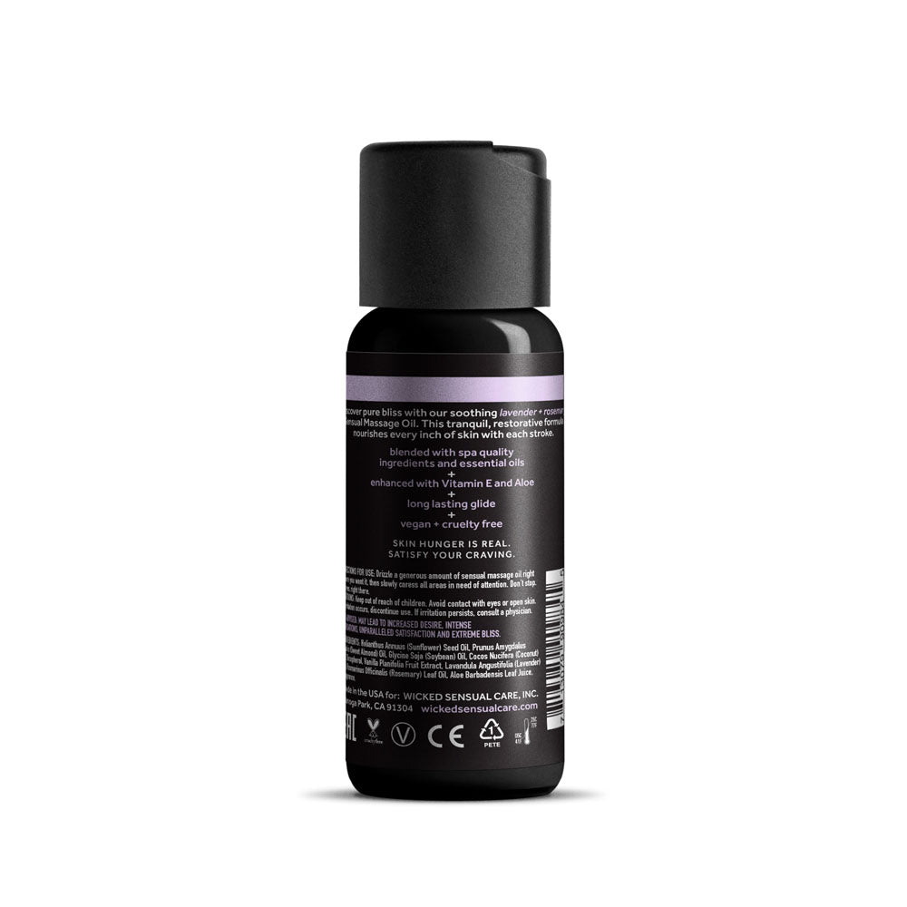 Wicked Sensual Massage Oil - Lavender + Rosemary - Lavender and Rosemary Scented Massage Oil - 120 ml Tube Wicked