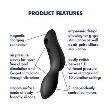 Satisfyer Curvy Trinity 2 Vibrator - Black - ClubX