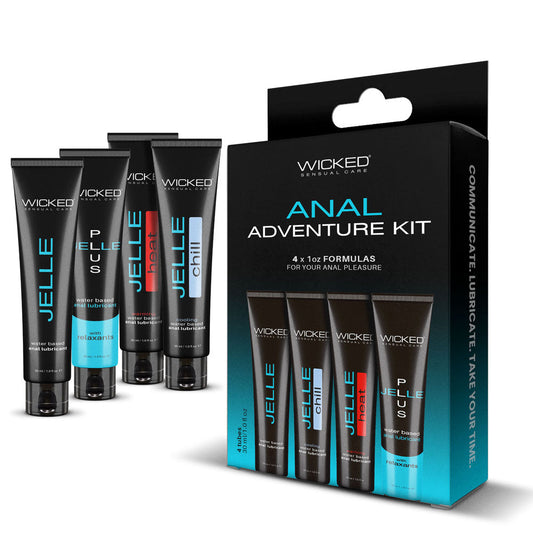 Wicked ANAL ADVENTURE KIT - Mixed Jelle Anal Lubricants 30 ml Bottles - 4 Pack Wicked