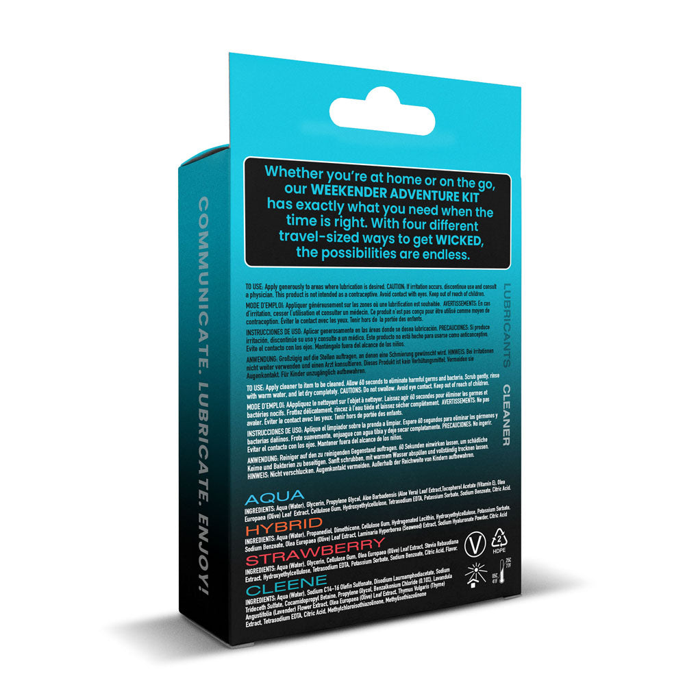 Wicked WEEKENDER ADVENTURE KIT - Mixed Lubricants & Cleaner 30 ml Bottles - 4 Pack Wicked