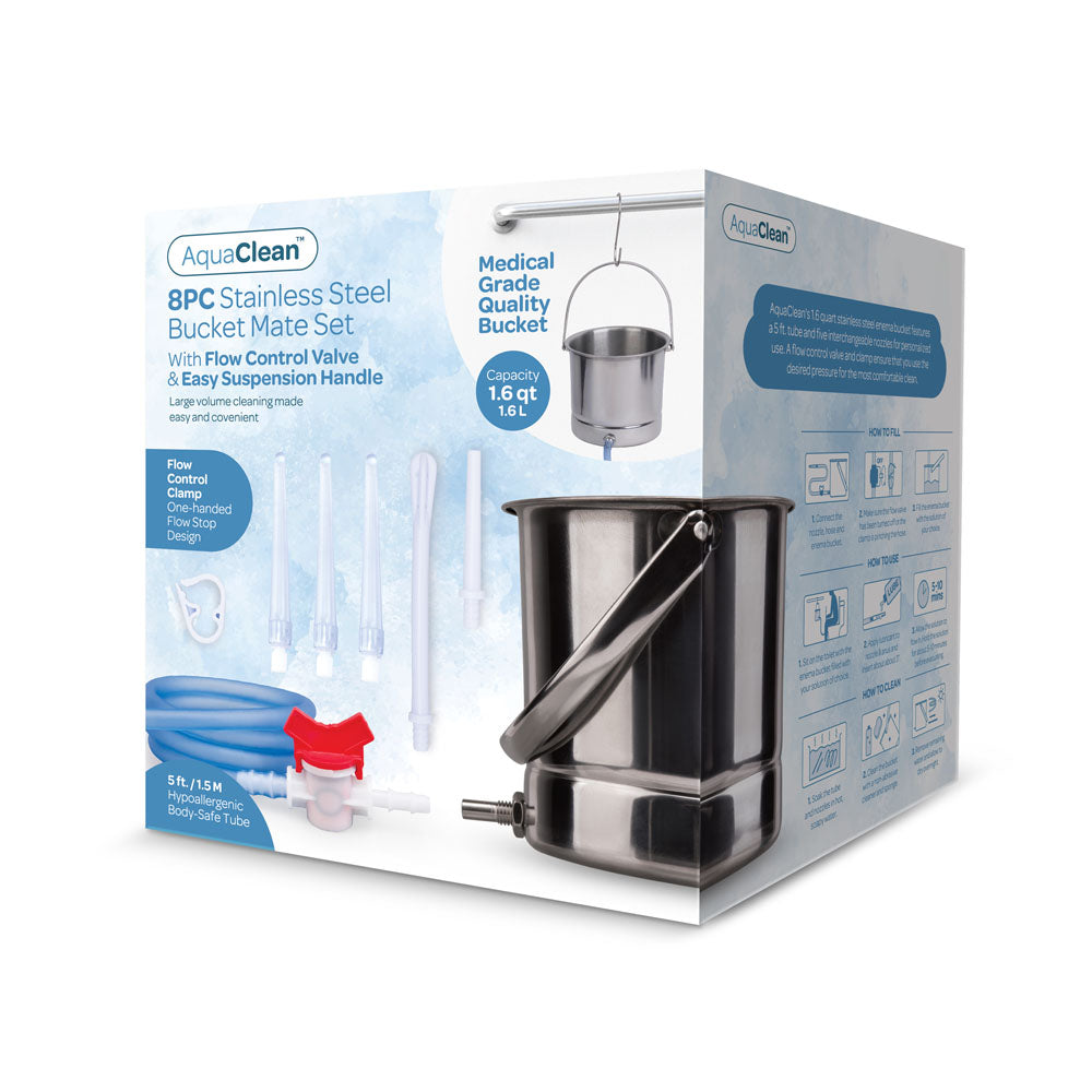 AquaClean 8PC Stainless Steel Bucket Mate Set - Cleansing Kit - 8-Piece Set XGEN Products