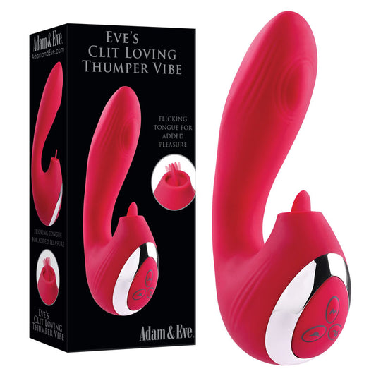 Adam & Eve EVES CLIT LOVING THUMPER VIBE - Pink cm USB Rechargeable Vibrator with Flicking Clit Stimulator Pink - Club X