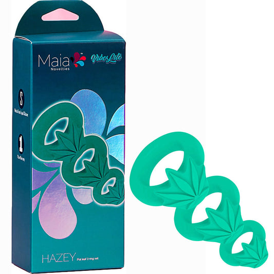Maia HAZEY - Green Pot Leaf Cock Rings - Set of 3 Maia Toys