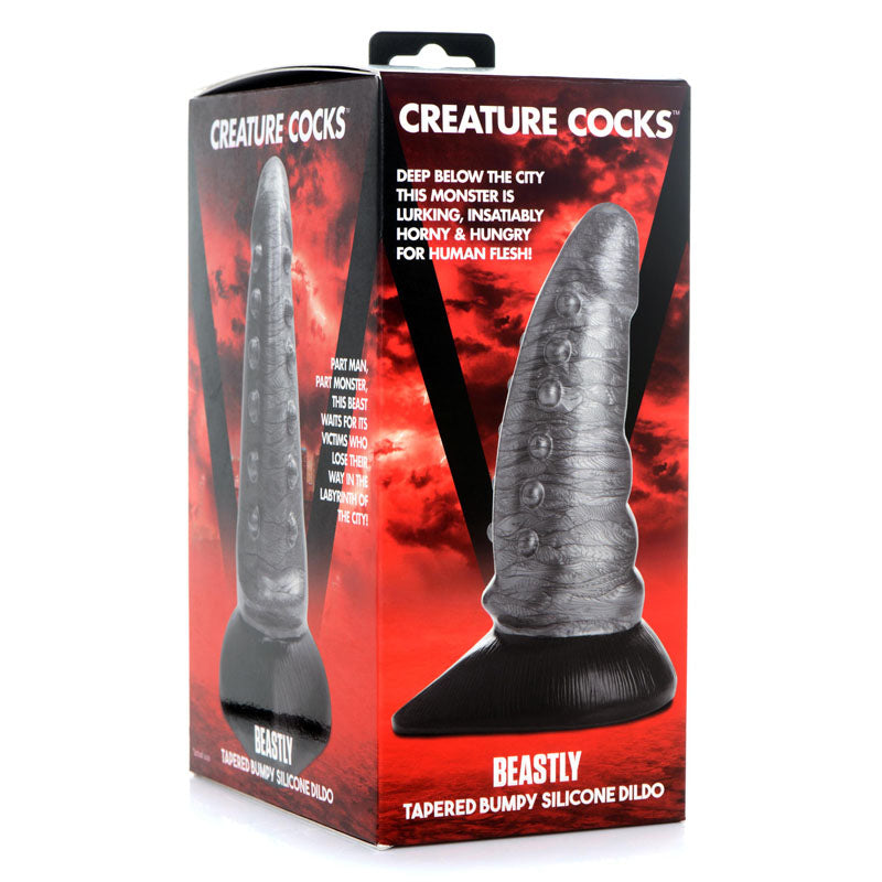 Creature Cocks Beastly Tapered Bumpy Silicone Dildo - Silver 21 cm Bumpy Dildo XR Brands