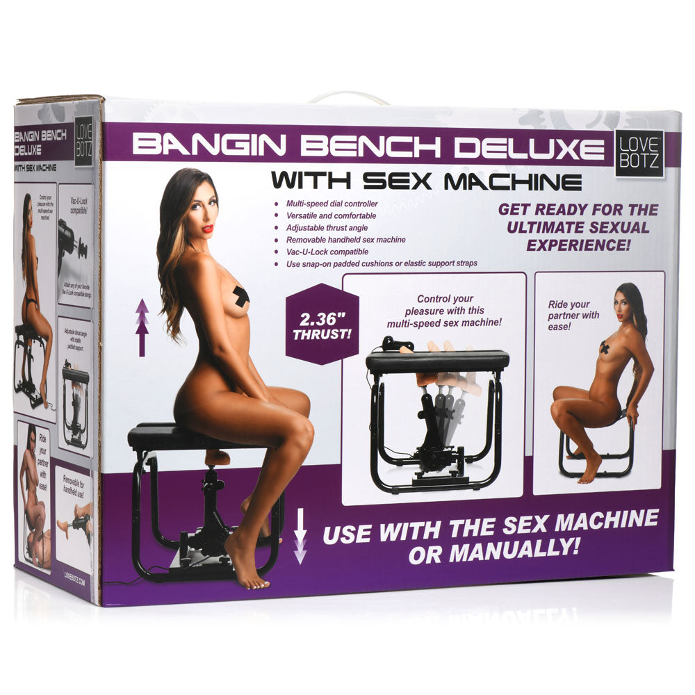 LoveBotz Bangin Bench Deluxe with Sex Machine - Black Sex Bench with Mains Powered Machine XR Brands