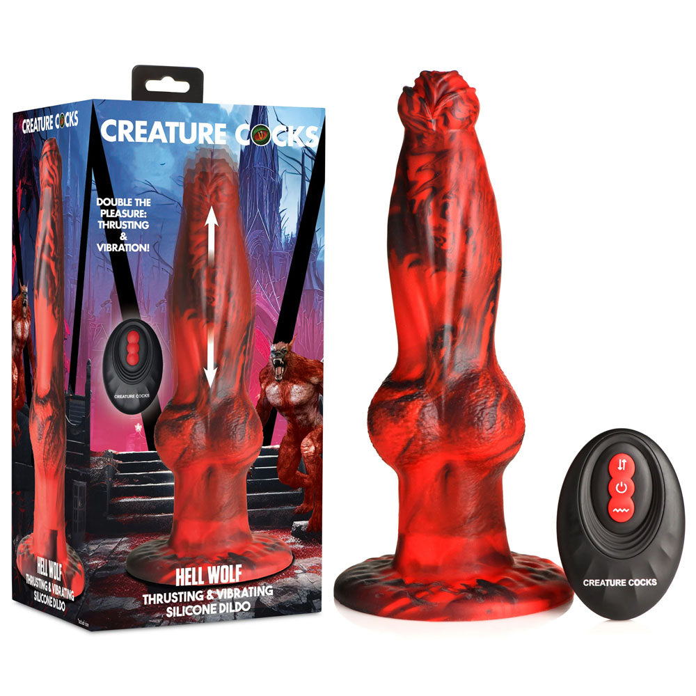 Creature Cocks Hell Wolf - Red 22 cm USB Rechargeable Thrusting Fantasy Dildo Red - Club X