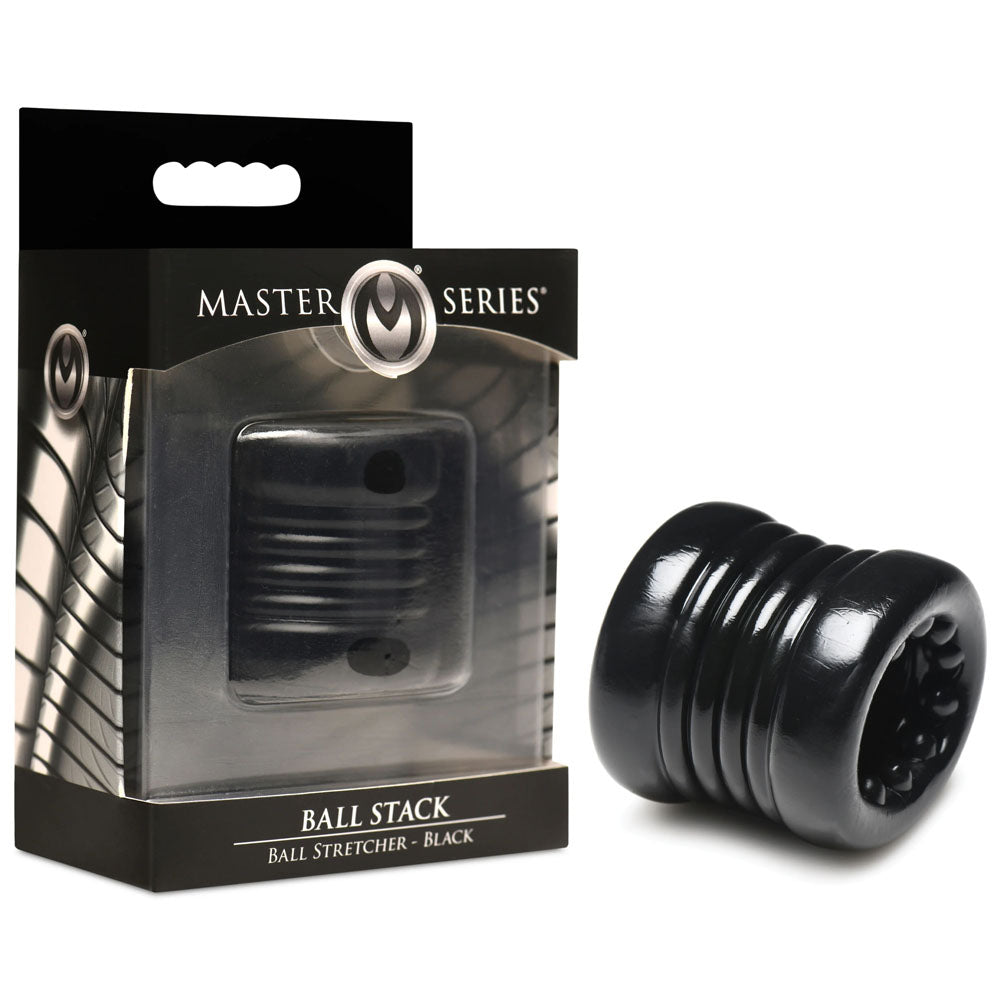Master Series Ball Stack Ball Stretcher - Black - Black Ball Stretcher XR Brands