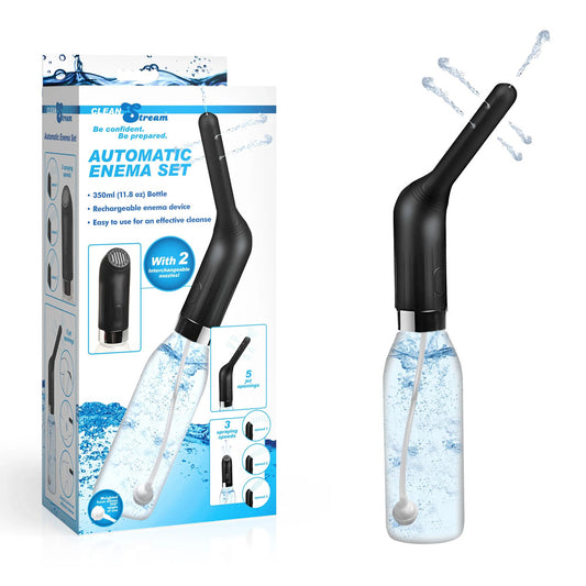 CleanStream Automatic Enema Set - USB Rechargeable Douche - 350 ml Capacity Clear - Club X