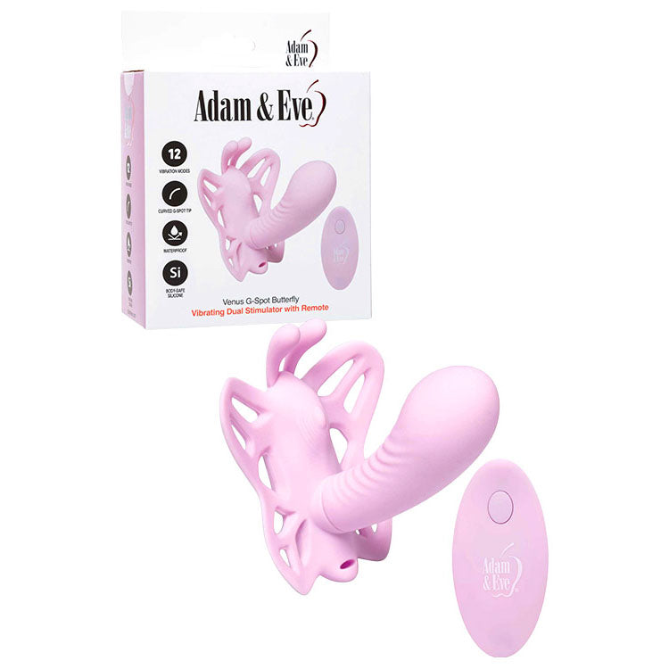 Adam & Eve VENUS G-SPOT BUTTERFLY - Pink USB Rechargeable Wearable Butterfly Vibrator with Remote Adam & Eve