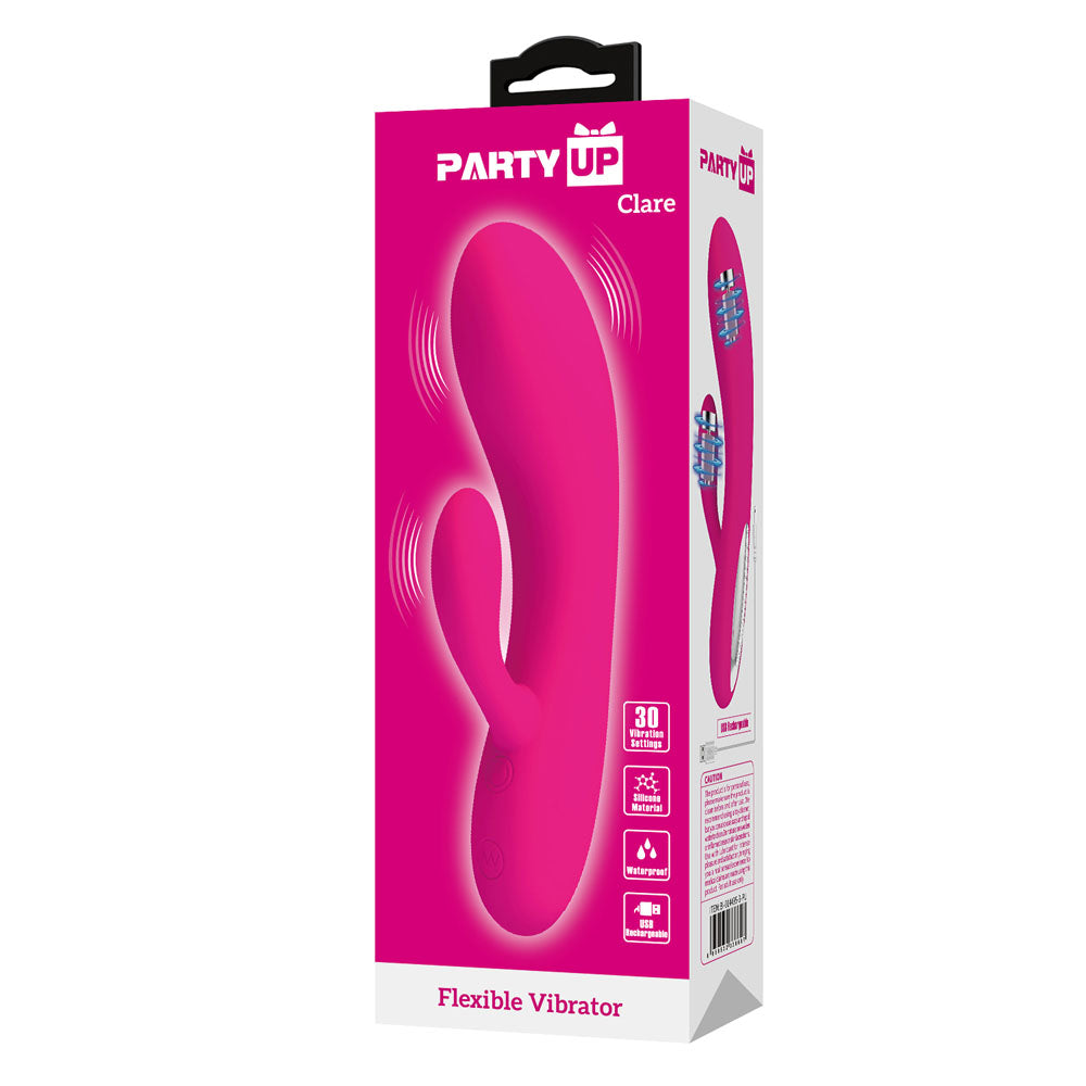 Party Up CLARE Flexible Vibe - Pink - Pink 16.9 cm USB Rechargeable Rabbit Vibrator Party Up