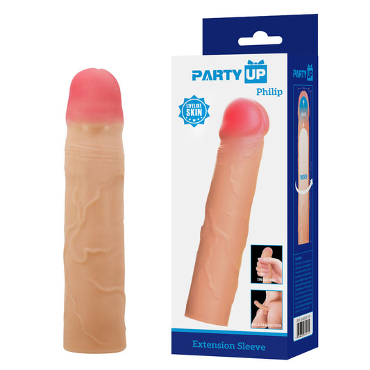 Party Up PHILIP 3 Inch Extender Sleeve - Flesh 3 Inch Penis Extender Sleeve Party Up