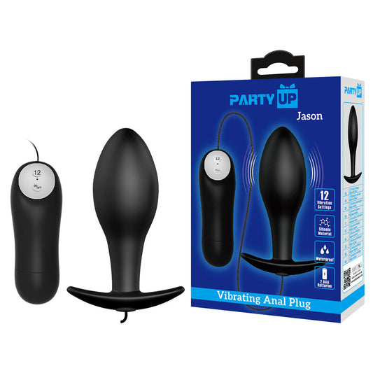 Party Up JASON Vibrating Anal Plug - Black 8.5 cm Vibrating Butt Plug with Remote Party Up