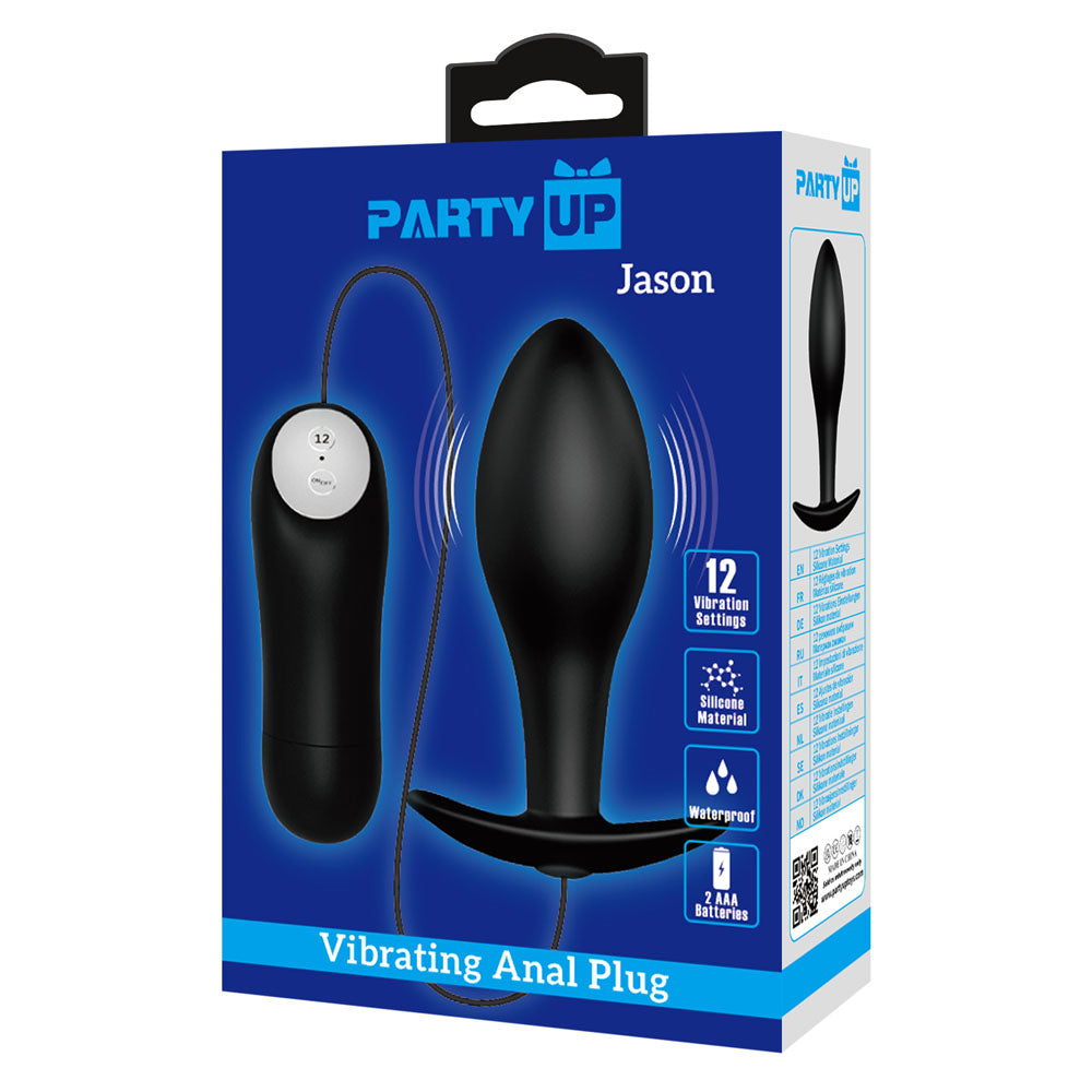 Party Up JASON Vibrating Anal Plug - Black 8.5 cm Vibrating Butt Plug with Remote Party Up