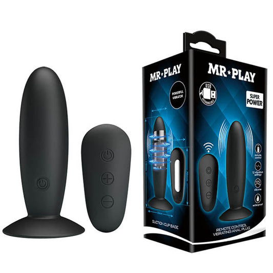 MR PLAY Remote Control Vibrating Anal Plug - Black USB Rechargeable Vibrating Butt Plug with Wireless Remote Baile