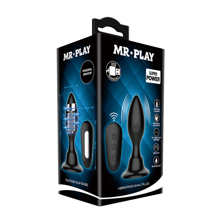 MR PLAY Vibrating Anal Plug - Black 10.8 cm USB Rechargeable Vibrating Butt Plug with Remote Baile
