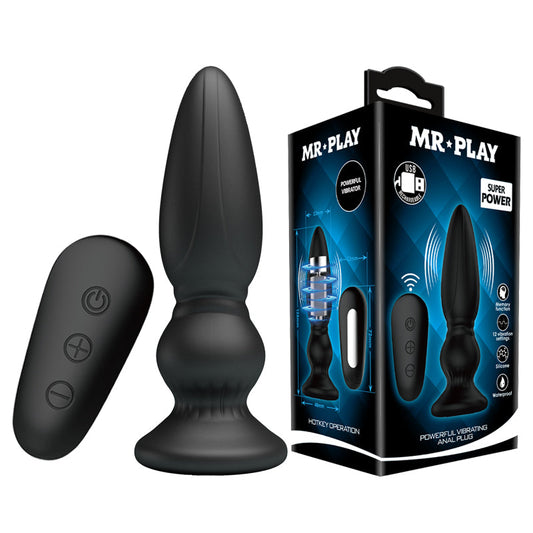 MR PLAY Powerful Vibrating Anal Plug - Black 12.5 cm USB Rechargeable Vibrating Anal Plug with Remote Pretty Love