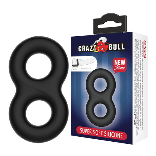 CRAZY BULL Double Donut Cock & Ball Ring - Black Cock & Ball Ring Pretty Love