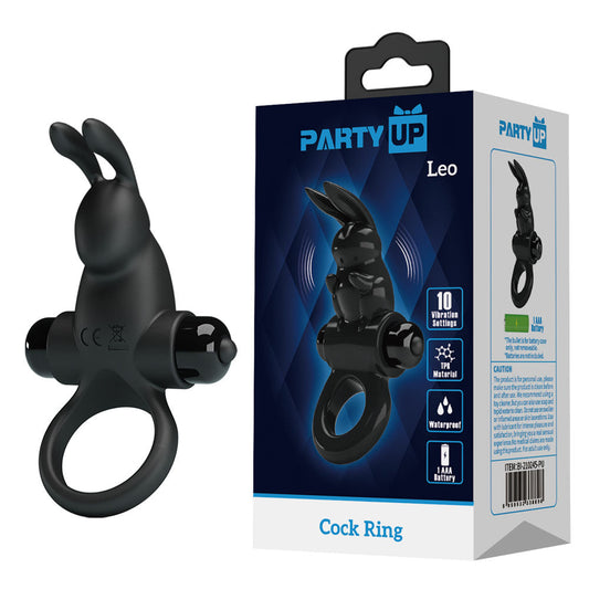 Party Up LARRY Vibrating Cock Ring - Black Vibrating Cock Ring Black - Club X