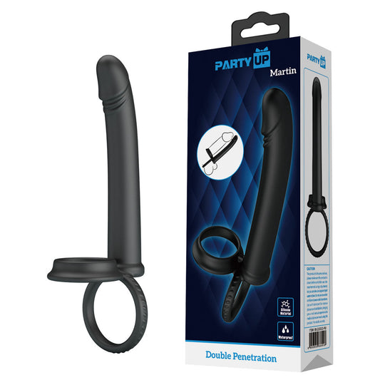 Party Up MARTIN Double Penetrator - Black Cock & Ball Rings with Double Penetrator Party Up