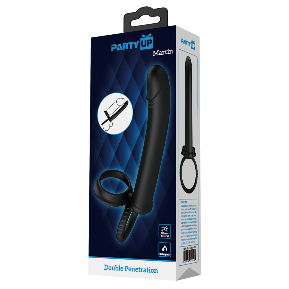Party Up MARTIN Double Penetrator - Black Cock & Ball Rings with Double Penetrator Party Up